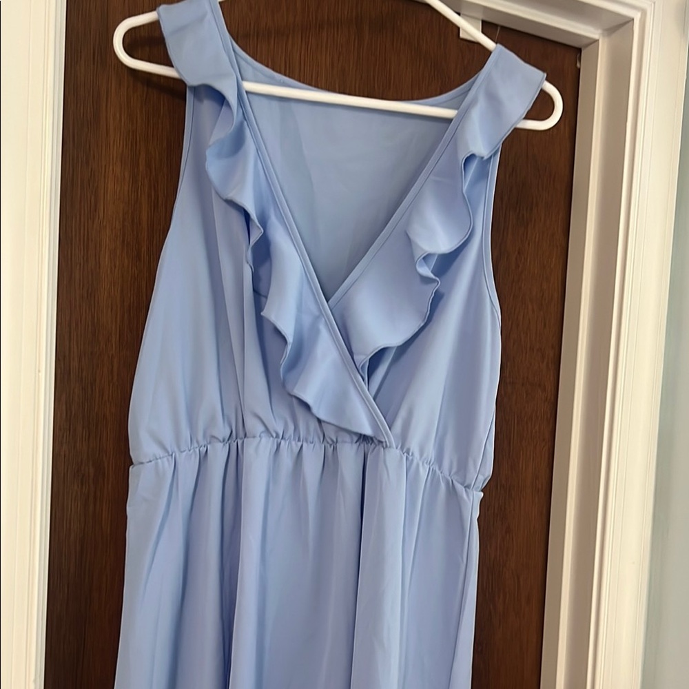 SHEIN Light Blue Ruffle Mini Dress